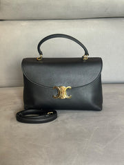 Celine Black Leather Medium Nino Bag with Strap