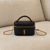 Saint Laurent Black Micro Vanity Bag with Chain Strap