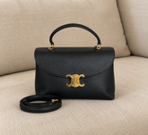 Celine Black Leather Medium Nino Bag with Strap