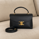 Celine Black Leather Medium Nino Bag with Strap