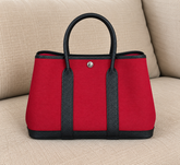 Hermès Garden Party 30 Red Canvas & Black Leather