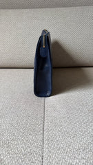 Chanel Navy Blue O Case Quilted Clutch