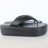 White & Black Leather Wedge Slippers