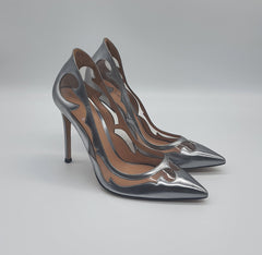Silver Cut Out PVC Pumps