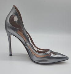 Silver Cut Out PVC Pumps