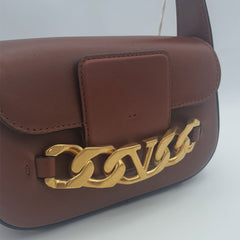 Brown V Chain Logo Shoulder Bag