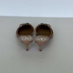 Valentino Beige Patent V Logo Mules - Size 39½
