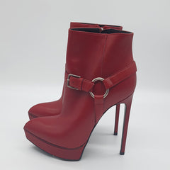 Red Leather Booties