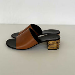 Brown Leather Mules
