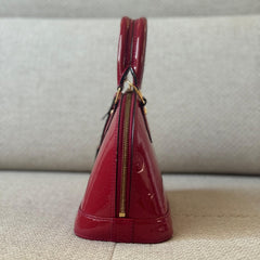 Louis Vuitton Framboise Patent Leather Alma BB With Strap