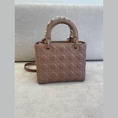 Christian Dior Medium Nude Lady Dior with Strap & Twilly