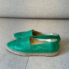 Chanel Green Leather Espadrilles - Size 41
