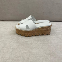 Hermès White Leather Eze Mules - Size 38