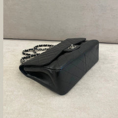 Chanel Black Caviar Leather Jumbo Double Flap Bag Silver Hardware with Entrupy Certificate