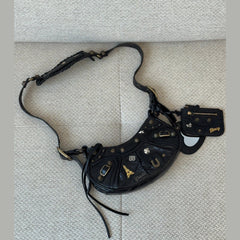 Balenciaga Le Cagole XS Shoulder Bag in Black Arena Lambskin with Charms