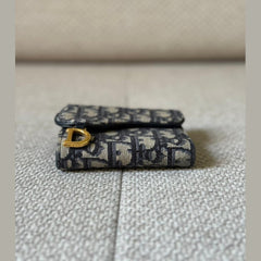 Dior Saddle Lotus Wallet in Blue Dior Oblique Jacquard