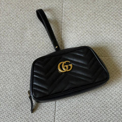 Gucci GG Marmont Matelassé Leather Wristlet Pouch