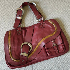 Christian Dior Burgundy Leather Gaucho Double Saddle Bag - Vintage Icon