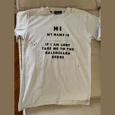Balenciaga "Hi My Name Is" Distressed Cotton T-Shirt - Size XXs