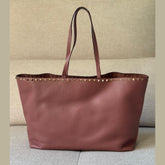 Valentino Rockstud Tote in Rosewood Leather