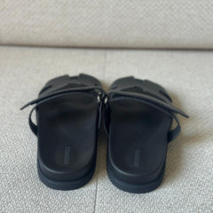 Hermès Black Calfskin Leather Chypre Sandals - Size 42