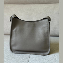 Prada Grey Leather Messenger Bag with Canvas Strap