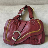 Christian Dior Burgundy Leather Gaucho Double Saddle Bag - Vintage Icon
