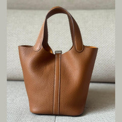 Hermès Gold Leather Picotin 18 PHW - Stamp B with Entrupy Certificate