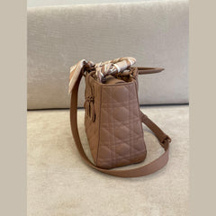 Christian Dior Medium Nude Lady Dior with Strap & Twilly