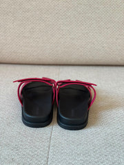 Hermès Chypre Sandals Rose Magenta Epsom Leather - Size 38.5