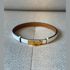 Hermès Adjustable White Leather Kelly Belt with GHW