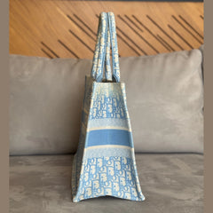 Christian Dior Baby Blue Medium Oblique Book Tote with Entrupy Certificate