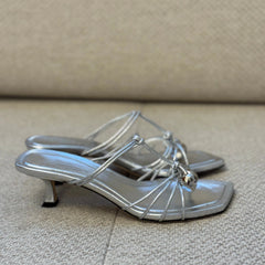 Jimmy Choo Silver Jemma Mules - Size 37.5