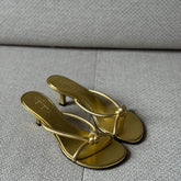 Bottega Veneta Gold Knot Kitten Heel Sandals - Size 37