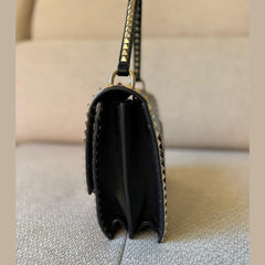 Valentino Black Rockstud No Limit Top Handle Bag with Strap