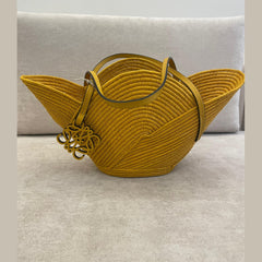 Loewe Yellow Raffia Petal Basket Bag