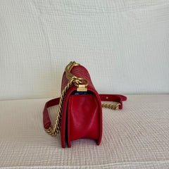 Chanel Red Medium Boy Caviar Leather Shoulder Bag