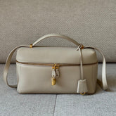 Loro Piana Extra Bag L27 in Light Travertine Calfskin with Sun Gold Hardware