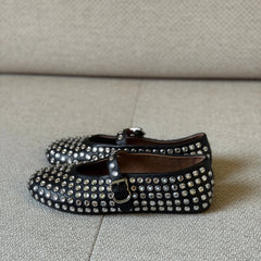 Alaïa Black Studded Leather Ballerina Flats – Size 38