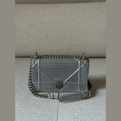 Christian Dior Microcannage Silver Diorama Shoulder Bag