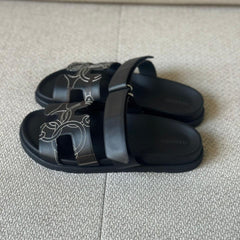 Hermès Chypre Black Calfskin Sandals “Panoplie Equestre” – Size 38