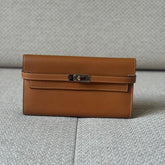 Hermès Gold Epsom Leather Kelly Wallet with Palladium Hardware
