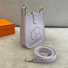 Hermès Mauve Clemence Leather Mini Evelyne