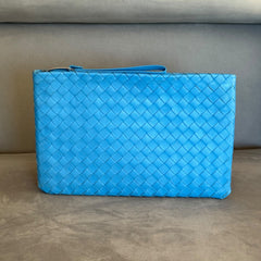 Bottega Veneta Blue Intrecciato Leather Clutch