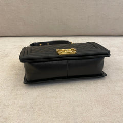 Chanel Black Calfskin Old Medium Boy with Gold Hardware
