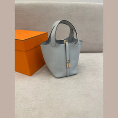 Hermès Picotin Lock 18 in Bleu Pale with Gold Hardware