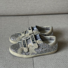 Golden Goose Silver Glitter Old School Low Top Sneakers - Size 40