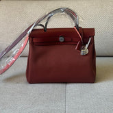 Hermès Rouge H Herbag Zip 31 with Palladium Hardware - Stamp K