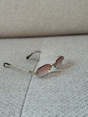 Miu Miu Gradient Pink Rimless Oval Sunglasses