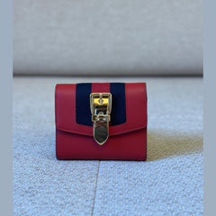 Gucci Calfskin Sylvie Wallet in Hibiscus Red